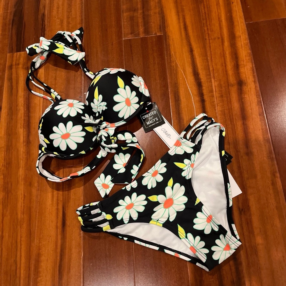 Salt Cove Daisy Bikini Set Floral Two Piece Swim Push Up New NWT Size XS